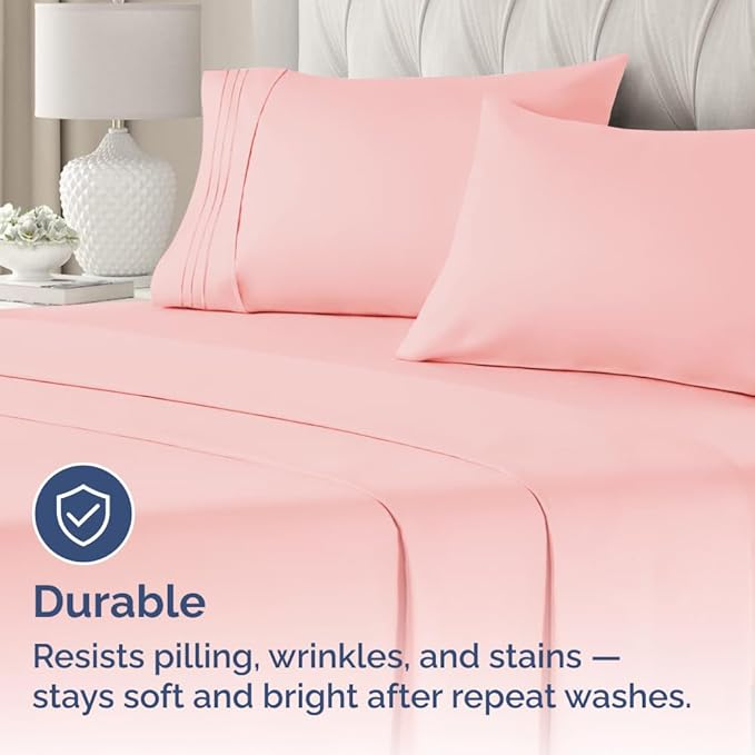 King Standard Pillow Cases Set of 4 - Soft Hotel Quality Pillowcase Covers - Comfy Bedding for Women, Men, Kids & Teens - Machine Washable Pillow Protectors - 4 Piece - King Standard Size Baby Pink