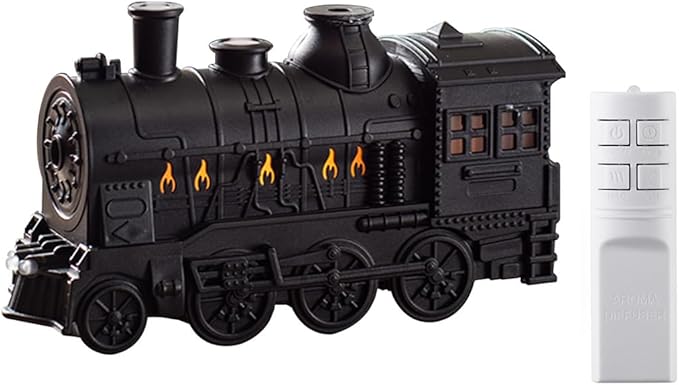 300ml Vintage Steam Train Aromatherapy Essential Oil Diffuser and Humidifier with Dual-Color LED Light, Ultra-Quiet and Auto Shut-Off (Standard US Power Supply)