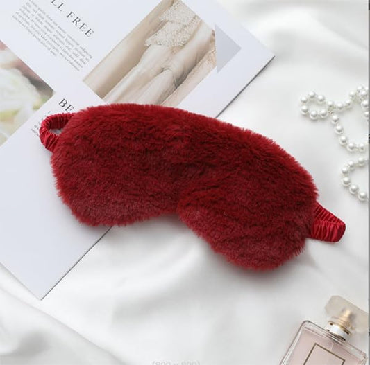 AKOAK 1 Pack Plush Sleep Eye Mask, Soft and Comfortable, Breathable Light Blocking Sleep Protector, Suitable for Adults, Children, Birthday Party Gifts (Wine Red)