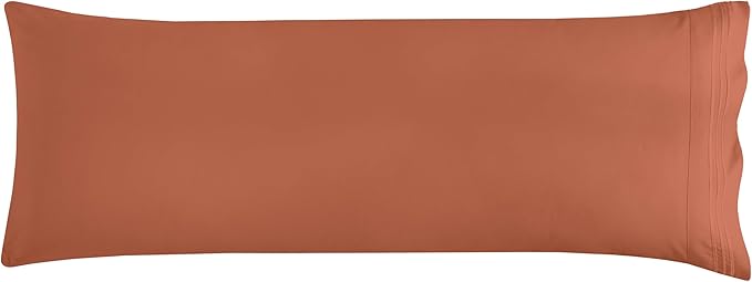 Mocassi 1-Piece Premium Body Pillowcase 1800 Series Hotel Quality Microfiber - Soft and Breathable with 3-Line Embroidery Wrinkle and Stain Resistant, Easy Care, 21" x 54", Cooper