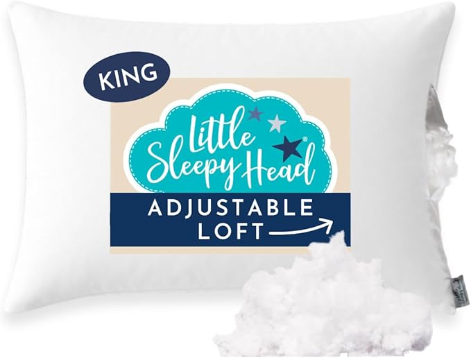 Little Sleepy Head King Pillow for Sleeping, Adjustable Loft Bed Pillow with Hypoallergenic Down-Like Fill, Hotel Quality Comfort, Soft or Firm Support - King Size Pillow 1 Pack, 20x36