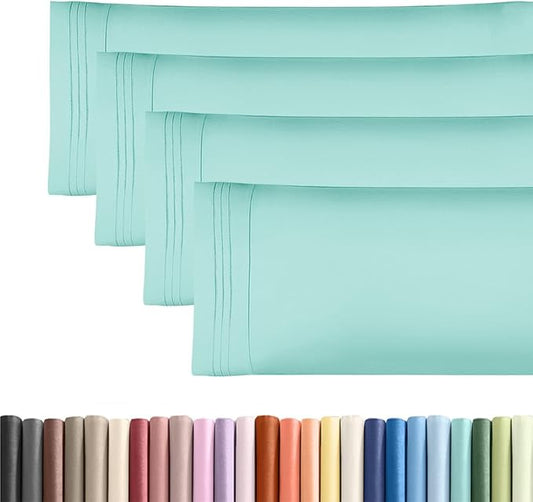 Body Pillowcases Set of 4-20x54 Long Body Pillow Case - Soft Body Pillow Cover for Sleeping & Side Sleepers - Comfy, Breathable & Fade Free - Machine Washable with Envelope Enclosure - (Spa Blue)