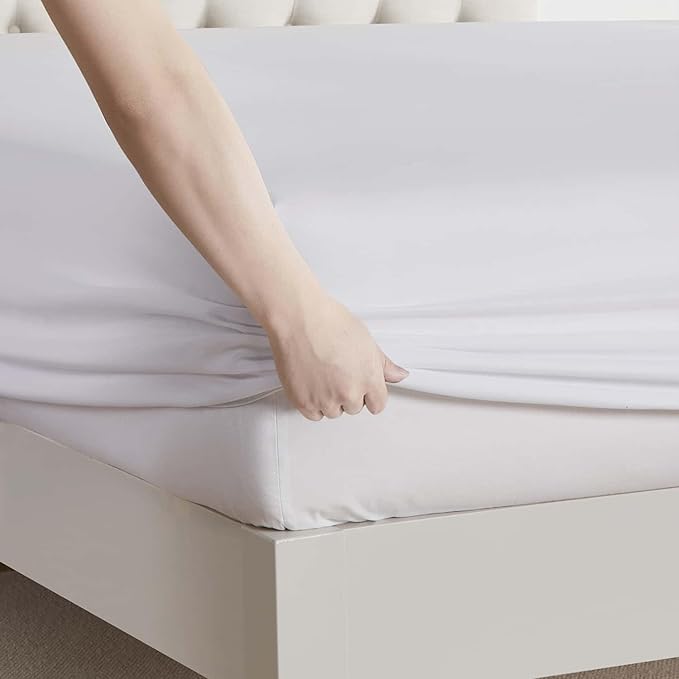 Clara Clark Queen Sheets, 6 Piece Set - Hotel Luxury Sheets for Queen Size Bed, Super Soft Bedding Set, White
