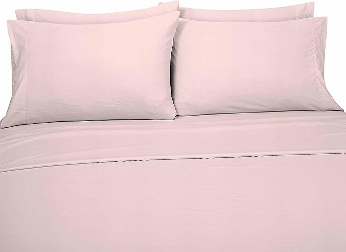 ROYALE LINENS 6 Piece King Sheets Set - Soft Brushed 1800 Microfiber Bedding - 1 Fitted and 1 Flat Sheet, 4 Pillow Cases - Wrinkle Free & Fade Resistant - Hotel Luxury Bed Sheets (Peach Blush, King)