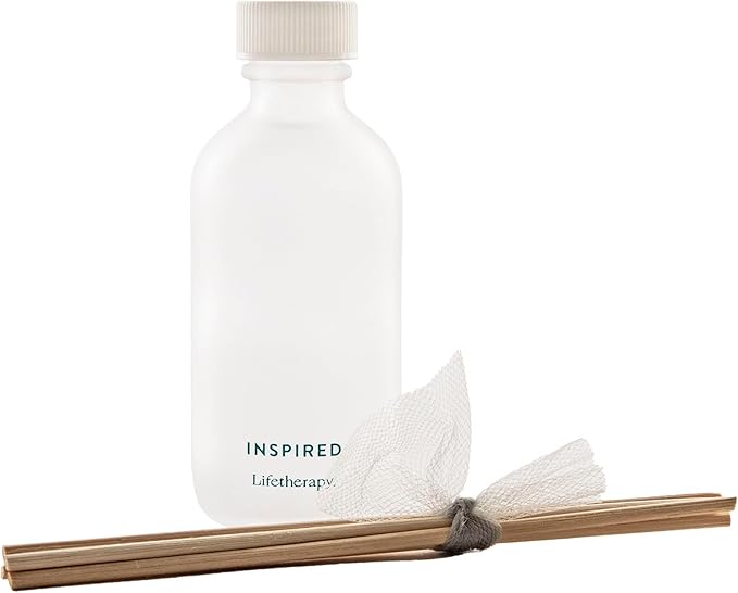 Lifetherapy - Inspired -Mini Reed Diffuser w/Cap, Mood-Boosting Scent, Natural Essential Oils, Alcohol-Free, Ideal for Home, Office, Travel & Giftable 2oz