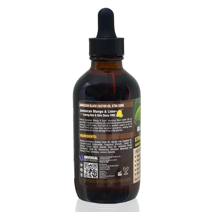Jamaican Mango & Lime Black Castor Oil – Hair & Scalp Oil for Locs, Braids, Twists & Natural Hair – Strengthens, Moisturizes & Promotes Hair Growth (4oz (Pack of 1), Xtra Dark)