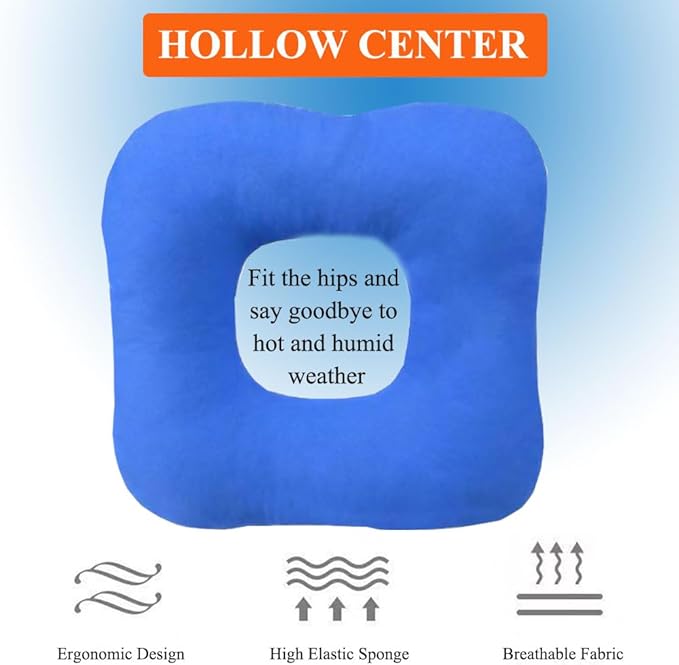 WEEOATAR Anti-Bedsore Cushion Pressure Ulcer Cushion Donut Pillow,Soft,Breathable and Pressure Relief Sciatica Pillow Anti-Decubitus Pad for Seniors,Pregnant and Post-Surgery(Blue,L)