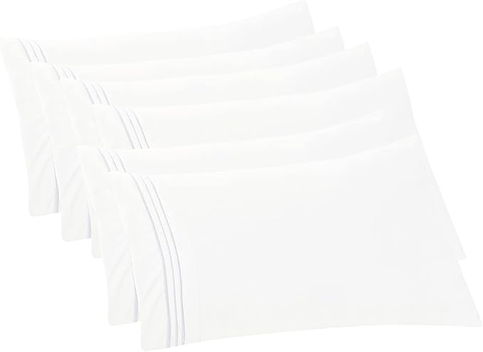 Elegant Comfort 6-PACK Solid Pillowcases 1500 Premium Hotel Quality Microfiber - Smooth Weave, Wrinkle and Stain Resistant, Easy Slip-On, 6-Piece Set, King Pillowcase, White