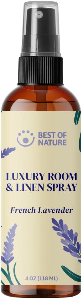 Best of Nature Luxury Room & Linen Spray – All-Natural Essential Oil Air Freshener for Home, Bedroom, Bathroom & Linens – Plant-Based, Family-Safe, Relaxing Aromatherapy Mist (French Lavender)