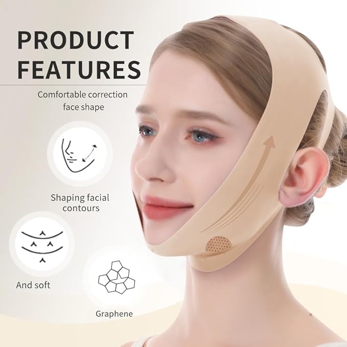 V Line Lifting Mask, Chin Strap for Sleeping, Reusable Double Chin Reducer, Jaw Exerciser, Face Slimming, Sagging Prevention, Medium
