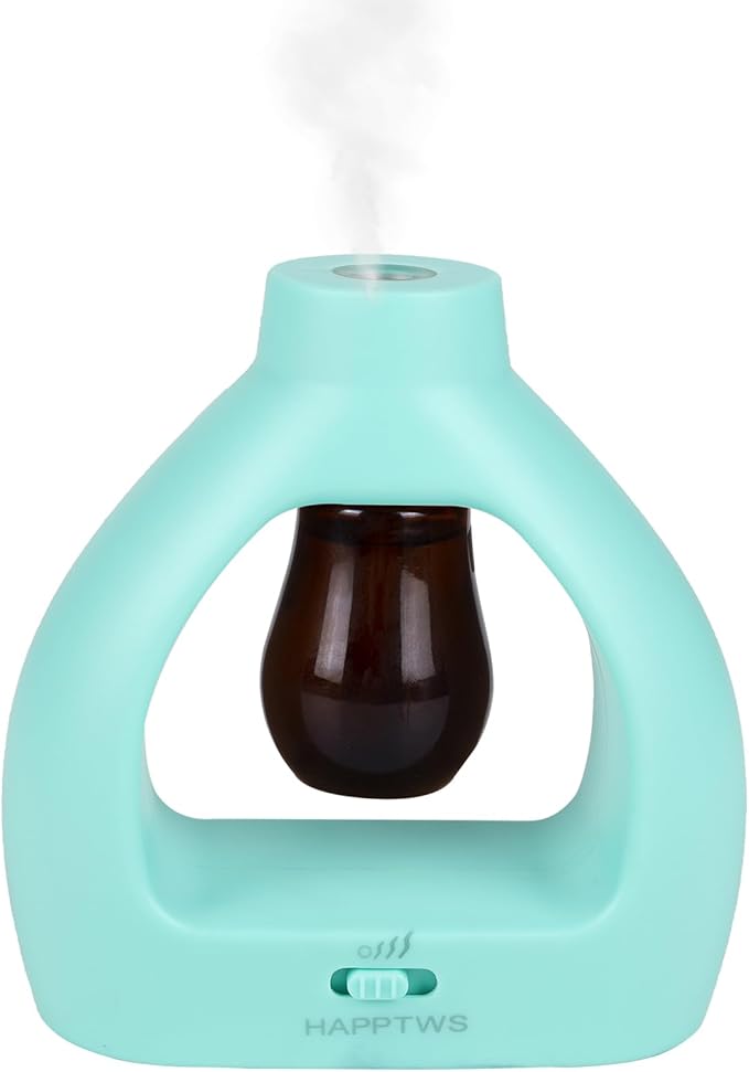 HAPPTWS Waterless Essentil Oil Diffuser Set - Cordless Diffuser 3 Timer Settings Battery Operated for Bedroom Yoga Studio Bathroom Pet Room-Blue
