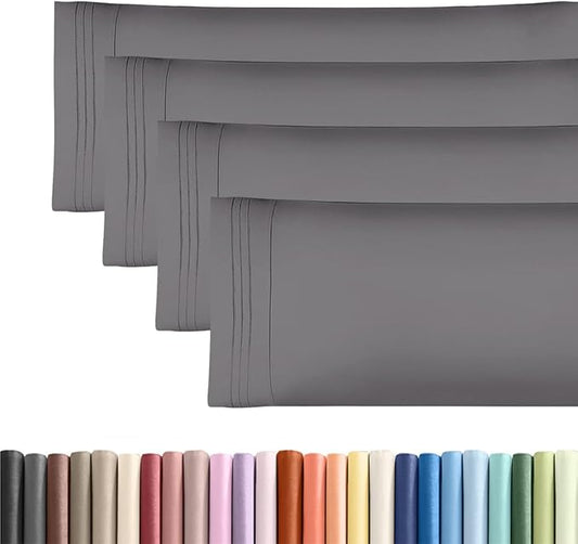 Body Pillowcases Set of 4-20x54 Long Body Pillow Case - Soft Body Pillow Cover for Sleeping & Side Sleepers - Comfy, Breathable & Fade Free - Machine Washable with Envelope Enclosure - (Dark Grey)