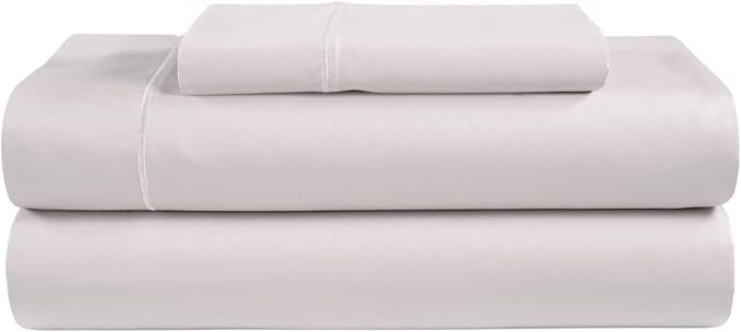 100% Egyptian Cotton Twin Sheets Set, 800TC Sateen Weave 3PC Twin Bed Sheets, Fully Elasticated Sheet & Pillowcase Sets, Soft & Comfy No lint Machine Washable Grey Sheet, Fade Resistant- Lavender