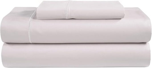 100% Egyptian Cotton Twin Sheets Set, 800TC Sateen Weave 3PC Twin Bed Sheets, Fully Elasticated Sheet & Pillowcase Sets, Soft & Comfy No lint Machine Washable Grey Sheet, Fade Resistant- Lavender