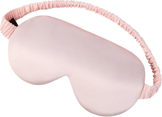 ALASKA BEAR Sleep Mask with Silk-Covered Headband for Hair Care, Silk Eye Mask Comfortable Scrunchy Band Over Ears Non-Adjustable Elastic Strap (Pink, Luxury 22 Momme)