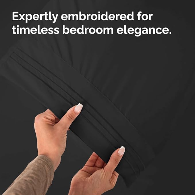 King Standard Pillow Cases Set of 2 - Ultra-Soft Hotel Quality Pillowcase Covers - Comfy, Cozy & Fade Free - Wrinkle Resistant - Machine Washable Pillow Protectors - 2 Piece Set - King Standard Black