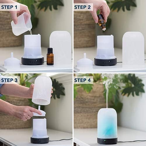 Airome Sparkling Sands Medium Essential Oil Diffuser|100 mL Humidifying Ultrasonic Aromatherapy Diffuser 8 Colorful LED Lights, Intermittent & Continual Mist, Auto Shut-Off