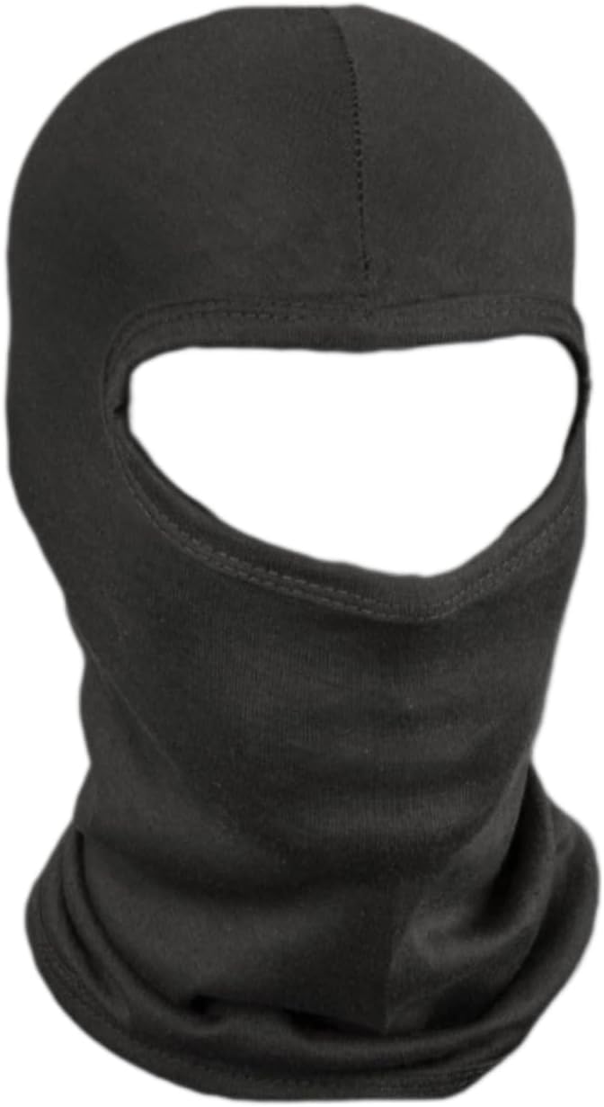 100% Cotton Balaclava Face Mask, UV Protection, Helmet Friendly, Light Weight Black