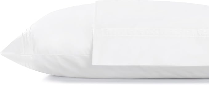 Linen Home 100% Cotton Percale Triple Pleat Hem Pillowcases Queen/Standard Size, White, 2 Pieces of Pillow Case, Crisp and Cool Strong Bed Linen, 20 inches X 30 inches