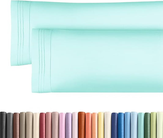 Body Pillowcases Set of 2-20x54 Long Body Pillow Case - Soft Body Pillow Cover for Sleeping & Side Sleepers - Comfy, Breathable & Wrinkle Free - Machine Washable w/Envelope Enclosure (Spa Blue)