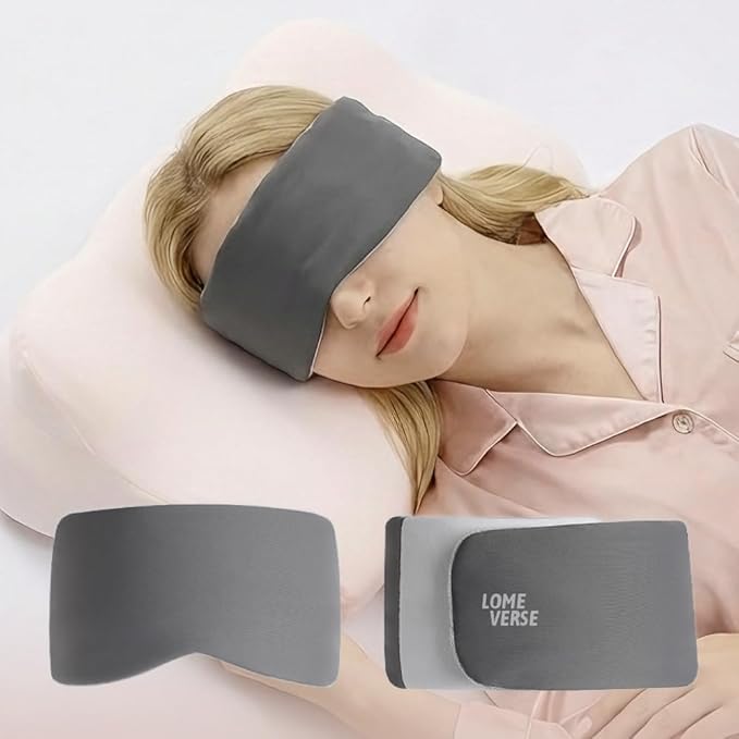 Silent Fastener Wide Sleep Mask with Ear Cover, Dual-Sided Cozy and Silky Eye Mask for Sleep, No Strap Satin Sleeping Eye Mask for Long Hair, Comfortable Eye Mask for Travel