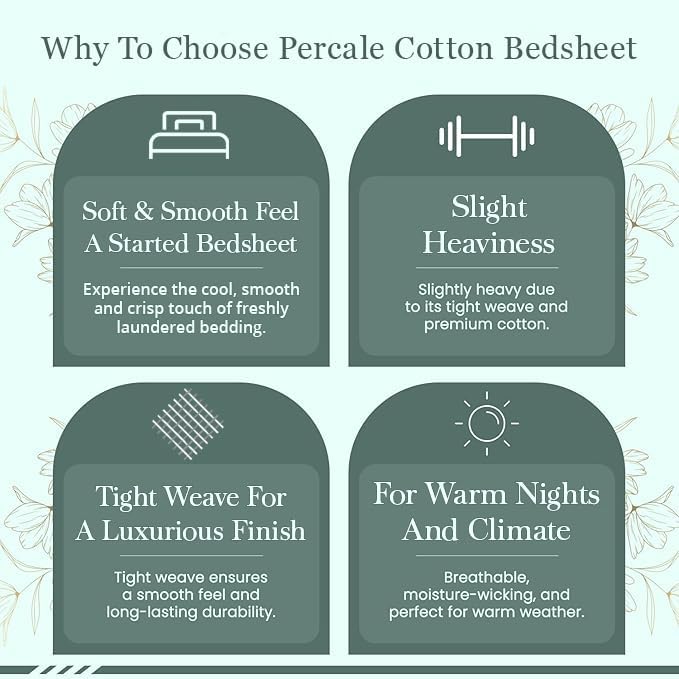 Feather & Stitch Softest 100% Cotton Sheets, 300 Thread Count Percale Weave Bedding, 16" Deep Pocket, Cooling Sheets, Breathable Bed Set, Hotel Premium Quality (Twin, Florence)