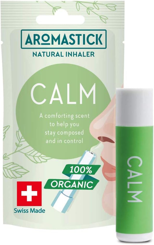 Aromatherapy Nasal Inhaler [Swiss Made] Organic Essential Oils Set Diffuser [ Portable Aromatherapy Stick] (1 Stick, Focus) (2.02 Fl Oz (Pack of 1), Calm)