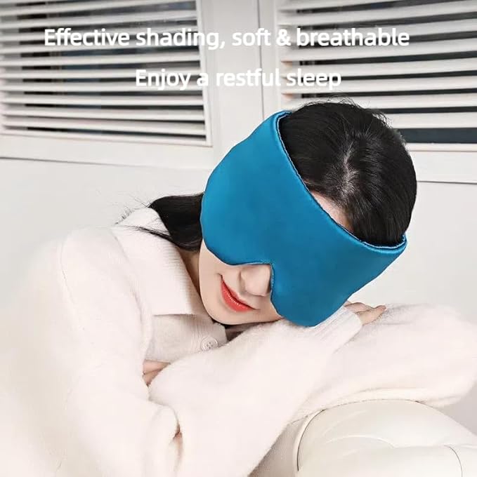 Uthra-Large 100% Nature Silk Sleep Mask 3D Cover Double-Sided Mulberry Silk Blackout Eye Mask, Burgundy