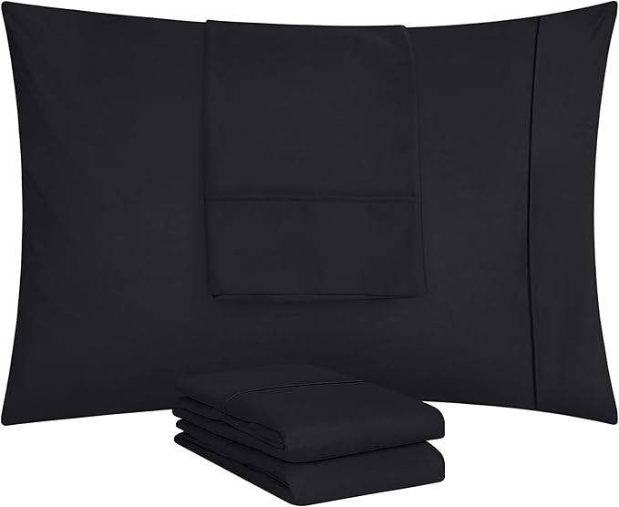Utopia Bedding King Pillow Cases - 12 Pack - Envelope Closure - Soft Brushed Microfiber Fabric - Shrinkage and Fade Resistant Pillow Covers King Size 20 X 40 Inches (King, Black)