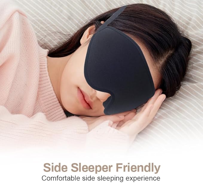 Sleep Mask, Joybear 3D Eye Mask for Sleeping, 100% Light Blocking Sleep Mask for Men Women, Zero Eye Pressure Night Blindfold with Adjustable Strap, Soft Eye Shade Cover for Travel, Black