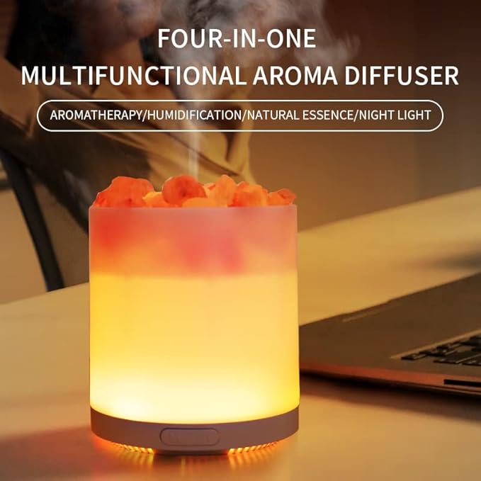 COOZMENT 2-in-1 Himalayan Salt Lamp & Ultrasonic Essential Oil Diffuser, Salt Lamp Diffuser,Humidification,Aromatherapy,USB Interface,7 Color Lights& Waterless Auto-Off.…
