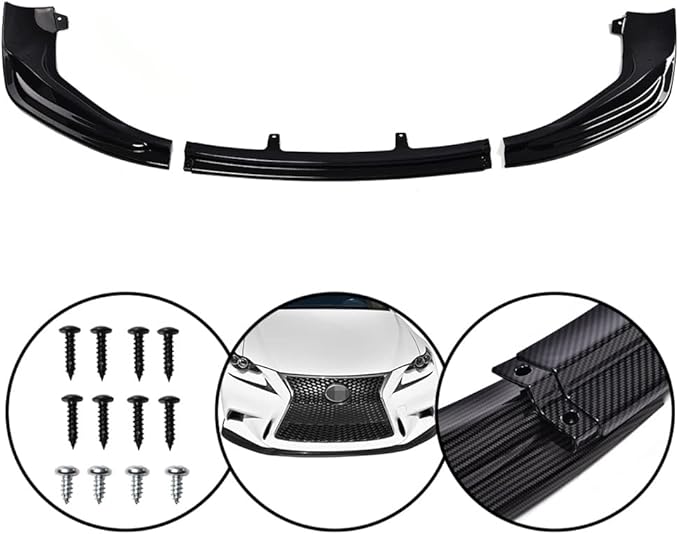 SCITOO Front Lip Spoiler Fits for 2014-2016 for Lexus IS250 IS350 F-Sport PP Glossy Carbon Look Front Bumper Lip