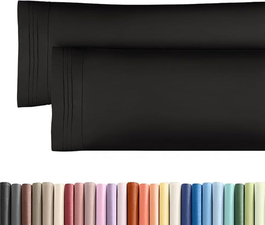 Body Pillowcases Set of 2-20x54 Long Body Pillow Case - Soft Body Pillow Cover for Sleeping & Side Sleepers - Comfy, Breathable, Wrinkle & Fade Free - Machine Washable w/Envelope Enclosure (Black)