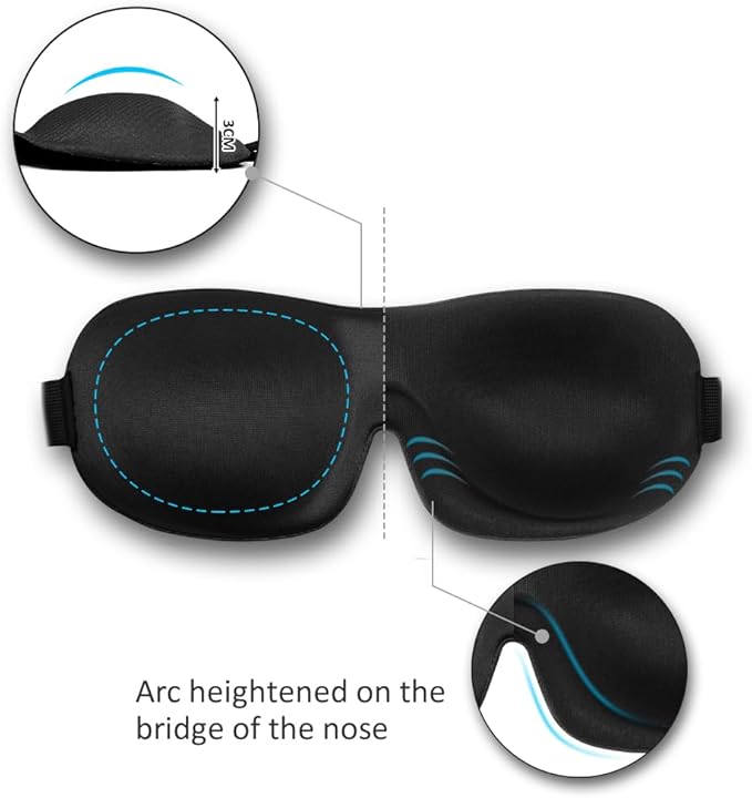 Sleep Mask Invisible Alar Deep Orbit 3D Eye Mask Ultra Lightweight & Comfortable Sleeping Mask for Travel, Nap Shift Works 3 Pack
