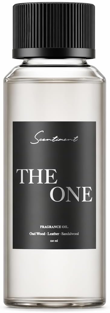 Scentiment Diffuser Oil – The One – Cardamom, Leather & Lemon with Oud, Sandalwood, Amber, Musk & Vetiver – Luxury Home Fragrance Oil for Diffusers – 4.06 fl oz (120 mL)