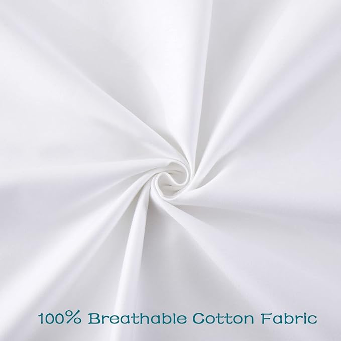 100% Cotton Zippered Pillow Cases King Size Set of 4, Super Soft & Breathable Pillow Protectors with Zipper, White Pillow Case Covers 20x36 Inches
