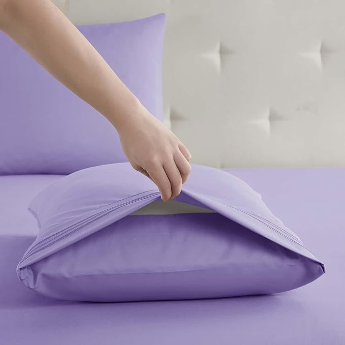 Clara Clark King Sheets, 6 Piece Set - Hotel Luxury Sheets for King Size Bed, Super Soft Bedding Set, King Size, Lavender