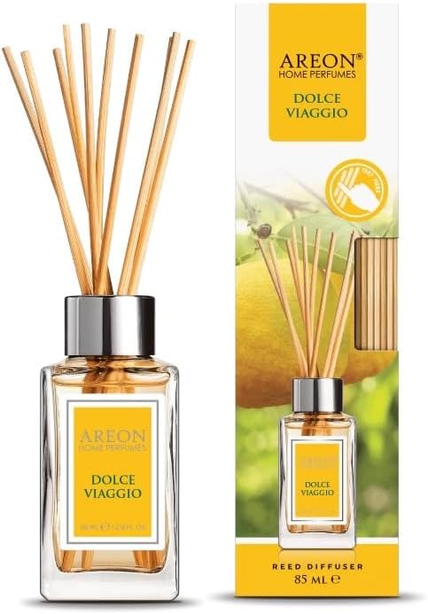Areon Home Luxury Perfume Reed Diffuser + 10 Rattan Reeds, Dolche Viaggio 85 ml