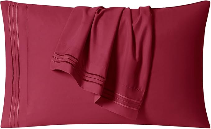 Clara Clark 1800 Premier Series 4pc Bed Sheet Set - King, Burgundy Red