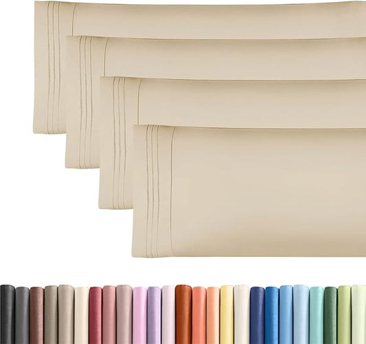 Body Pillowcases Set of 4-20x54 Long Body Pillow Case - Soft Body Pillow Cover for Sleeping & Side Sleepers - Comfy, Cozy Breathable & Fade Free - Machine Washable w/Envelope Enclosure - (Wheat)