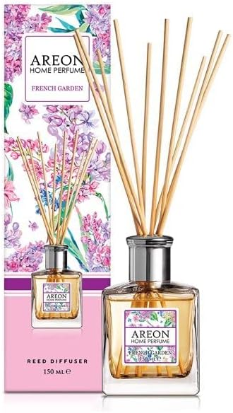 Areon Home Luxury Perfume Reed Diffuser + 10 Rattan Reeds, French Garden 150 ml