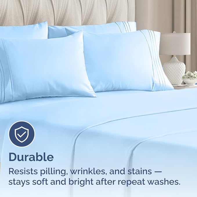 Standard Pillow Cases Set of 8 - Ultra Soft Hotel Quality Pillowcase Covers - Comfy & Wrinkle Free - Shrink, Stain and Fade Resistant - Machine Washable Pillow Protectors - 8 Piece Set - Light Blue