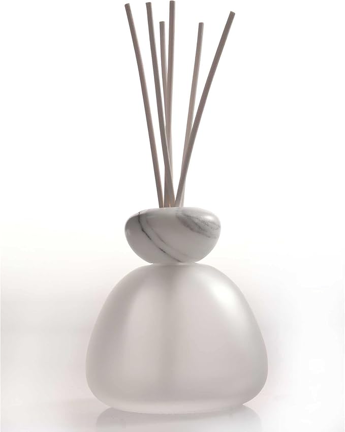 Millefioir Marble Frosted Glass Diffuser White with White Cap, 400 ml, 90MGSWH