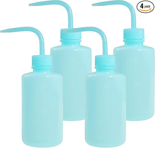 4 Packs Tattoo Wash Bottle Water Squirt Squeeze Diffuser Bottles (Light Blue, 250ml)