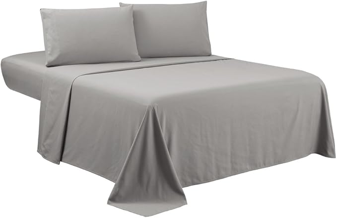Sfoothome King Sheets Set - Gray Hotel Luxury 4-Piece Bed Set, Extra Deep Pocket, 1800 Series Bedding Set, Sheet & Pillow Case Set (King, Gray)