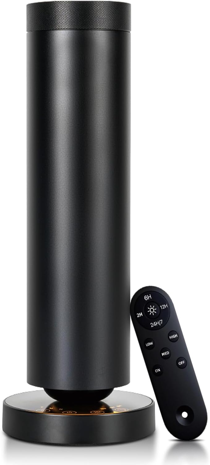 Waterless Diffuser, Cold Air Scent Diffuser with Night Light, Waterless Essential Oil Diffuser for Homes, Offices, Hotels - Covers 1000 Sq Ft - Black- Remote Control (Fragrance Not Included)