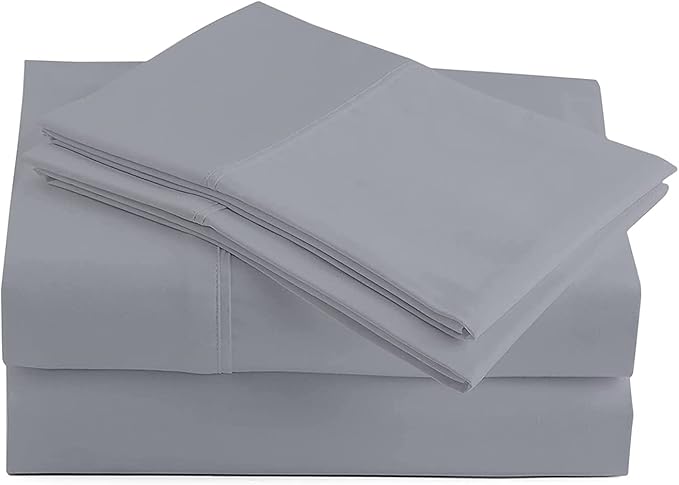 Cal-King 4 Pc Sheet Set 600 TC Egyptian Cotton Sheets Cal-King Bed Sateen Long Staple Deep Pockets Flat Fitted Pillow Case Better Than Percale Cotton Sheets for Cal-King Size - Silver