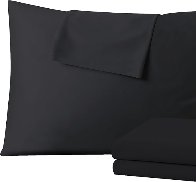 4 Pack 100% Egyptian Cotton Standard Pillow Protector with Hidden Zipper, 400 Thread Count Pillow Covers, Sateen Weave Cooling Bed Pillow Cases, Soft Breathable Non Noisy Easy Care (Black)