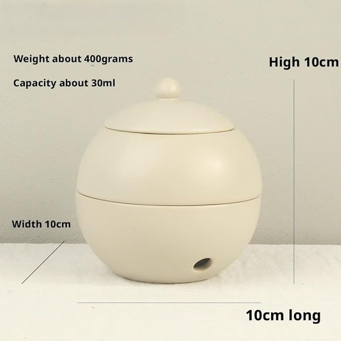 Modern Ceramic Essential Oil Diffuser, Spherical Design, 30ml Capacity, 10cm Height, Multiple Colors Available, 400g Weight (Light Gray)