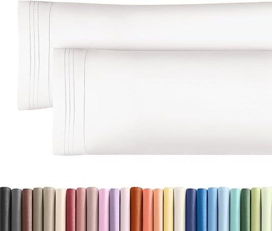 Body Pillowcases Set of 2-20x54 Long Body Pillow Case - Soft Body Pillow Cover for Sleeping & Side Sleepers - Comfy, Breathable, Wrinkle & Fade Free - Machine Washable w/Envelope Enclosure (White)